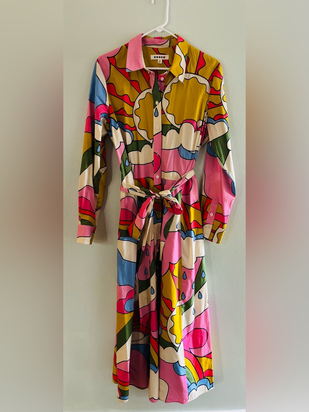 Kids One-Piece Colorful Graphic Shirt Dress in Pink, Yellow & Green